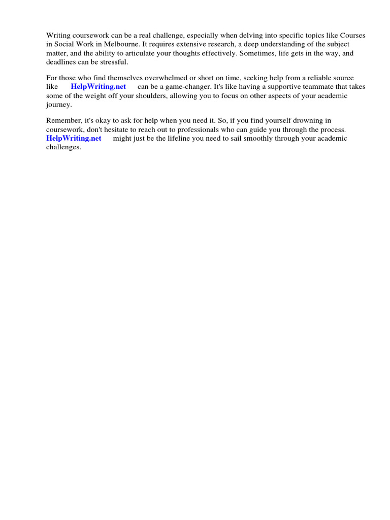 Courses in Social Work Melbourne | PDF