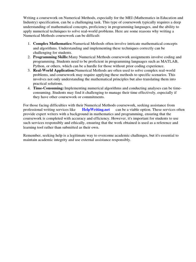 Numerical Methods Coursework Mei | PDF | Numerical Analysis | Computer ...