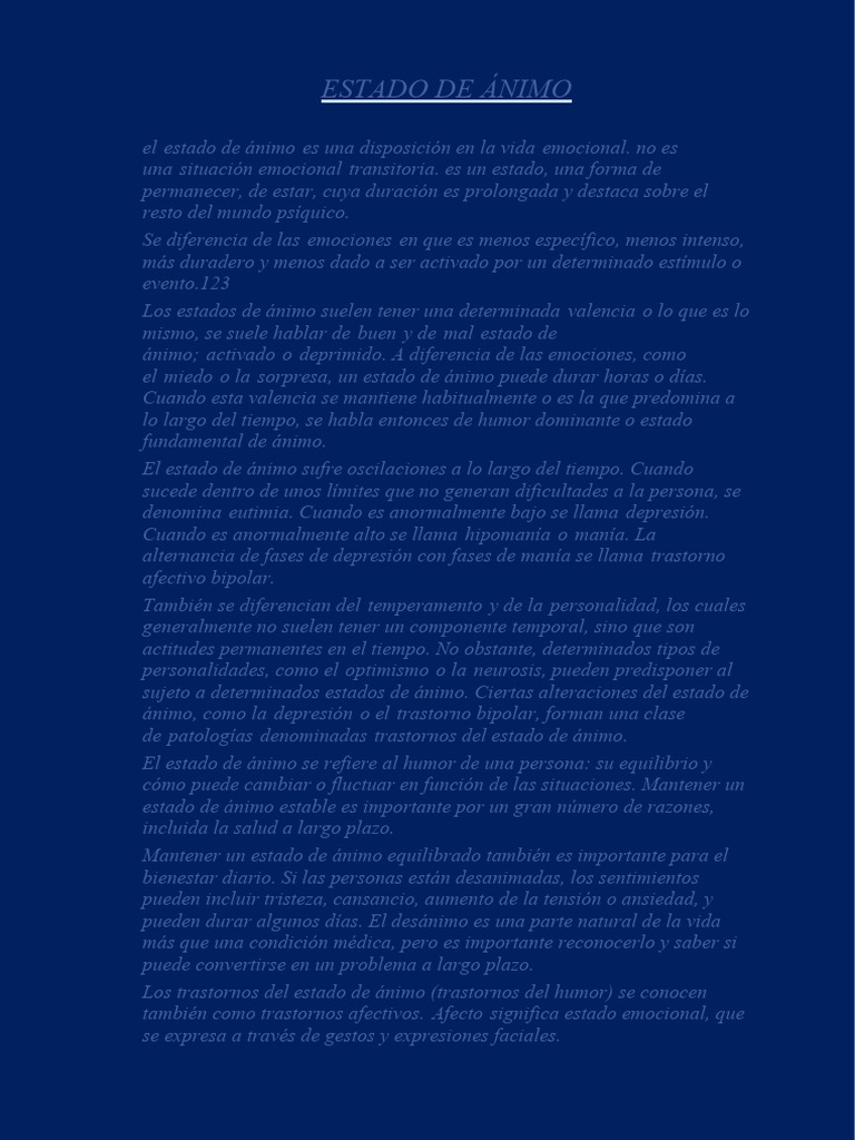 Estado de Ánimo | PDF | Salud mental | Estado de ánimo (psicología)