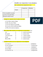 Exercices Comparaison Et Métaphore