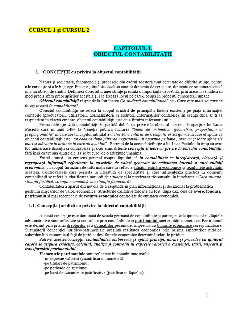 Bazele Contabilitatii-Obiectul Contabilitatii | PDF