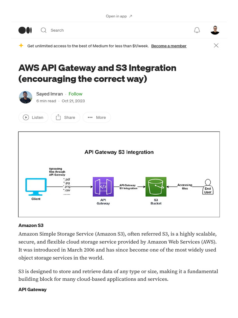 AWS API Gateway to S3 Upload Guide | PDF | Computer File | Amazon Web ...