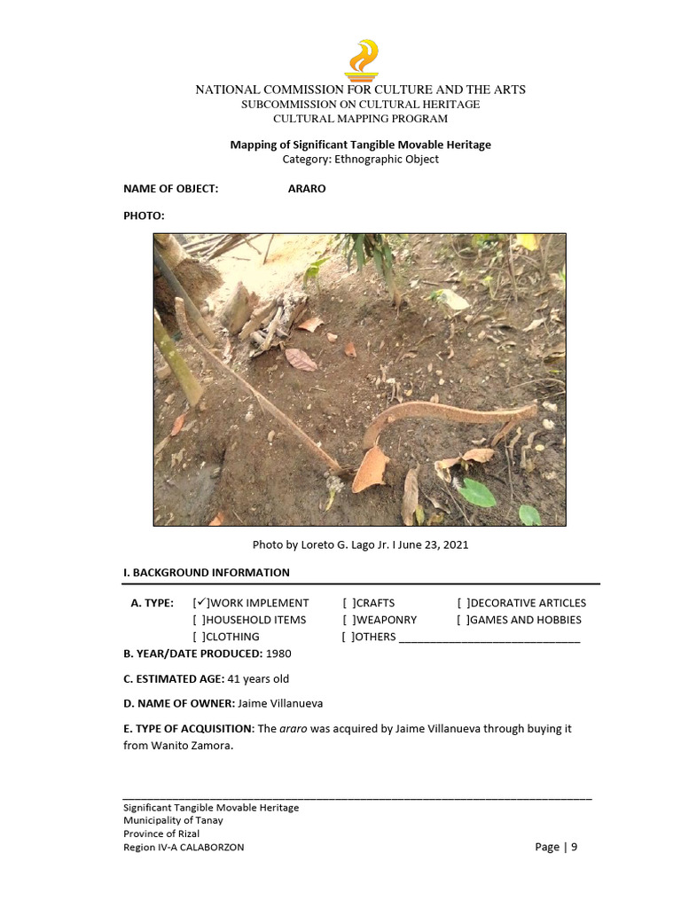 Form 3 Tangible Movable Heritage | PDF | Plough | Agriculture