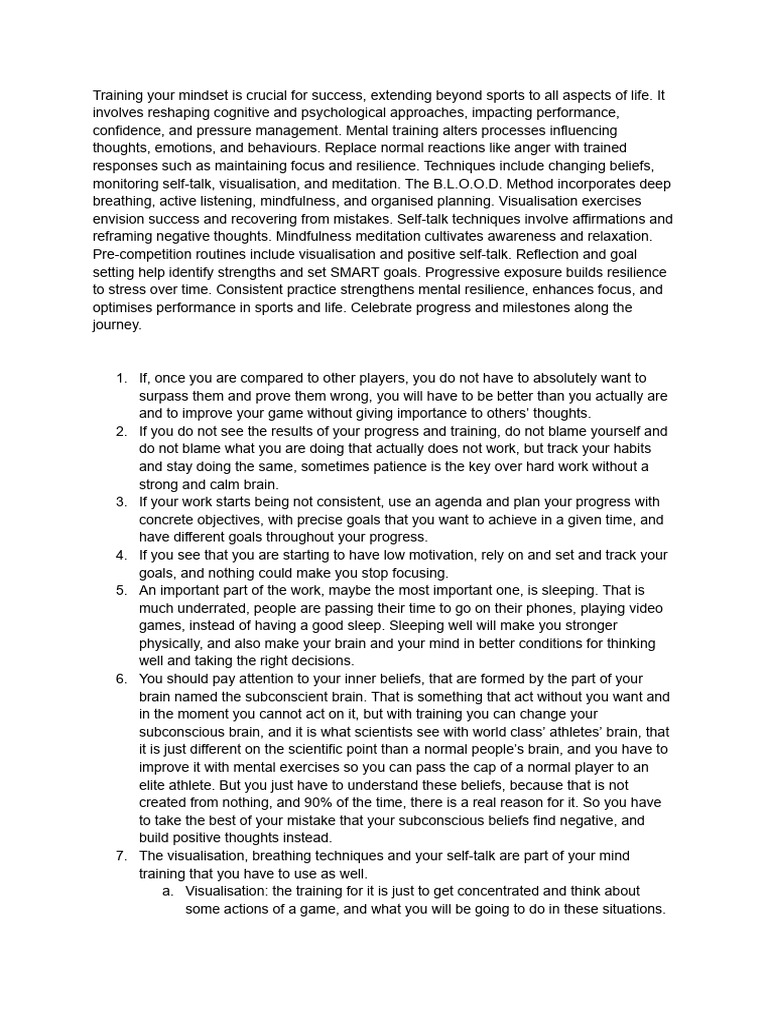 Athlete Mindset Pdf Mindfulness Meditation