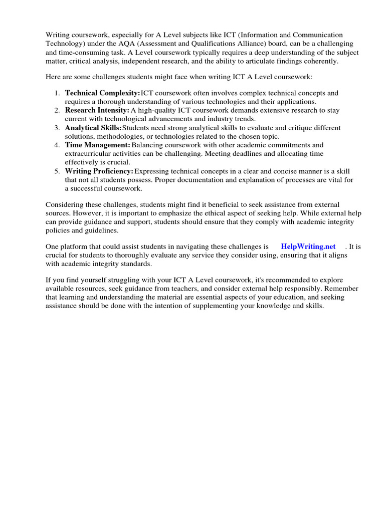 Ict A Level Coursework Aqa | PDF