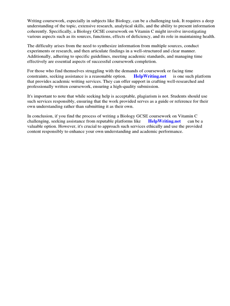 Biology Gcse Coursework Vitamin C PDF Vitamin C Vitamin