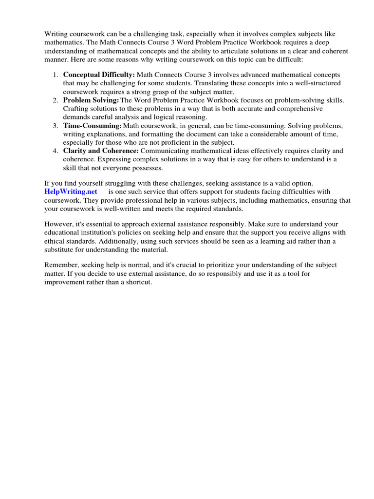 Math Connects Course 3 Word Problem Practice Workbook | PDF | E Bay