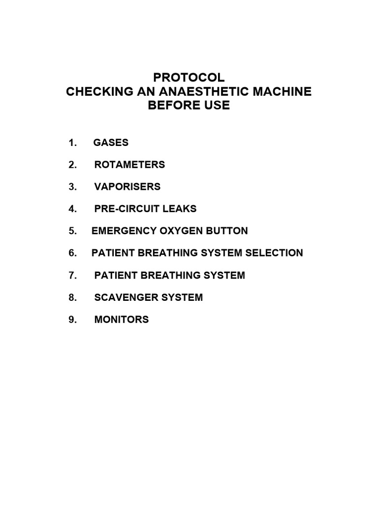 Check Anaesthetic Machine PDF Diving Equipment Gases