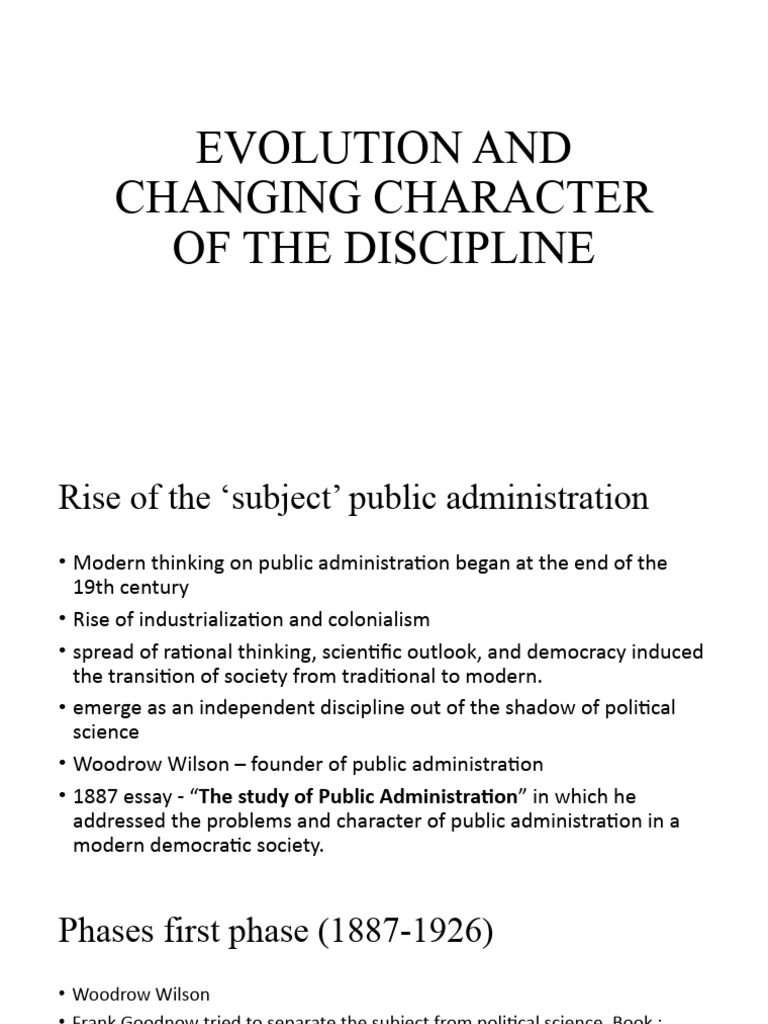 Evolution of Public Administration Discipline | PDF | Public ...