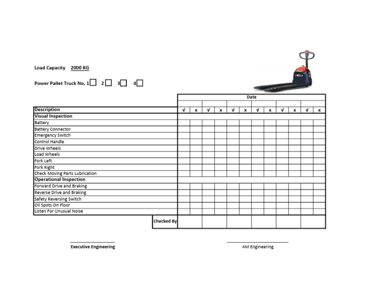 lifter checklist PDF