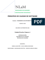 Unidad Practica Numero 1 Principios de Calidad de Software Introduccion Historia de La Calidad Tecnicas de Calidad
