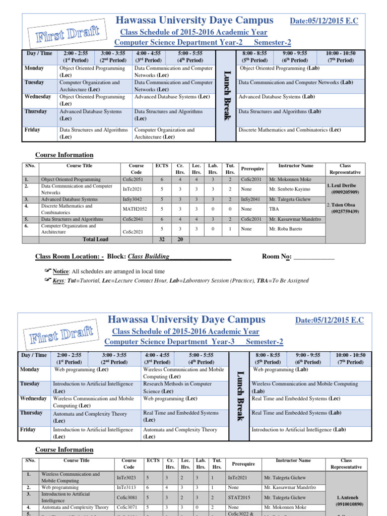 2015-2016 Computer Science Class Schedule | PDF | Computer Programming ...