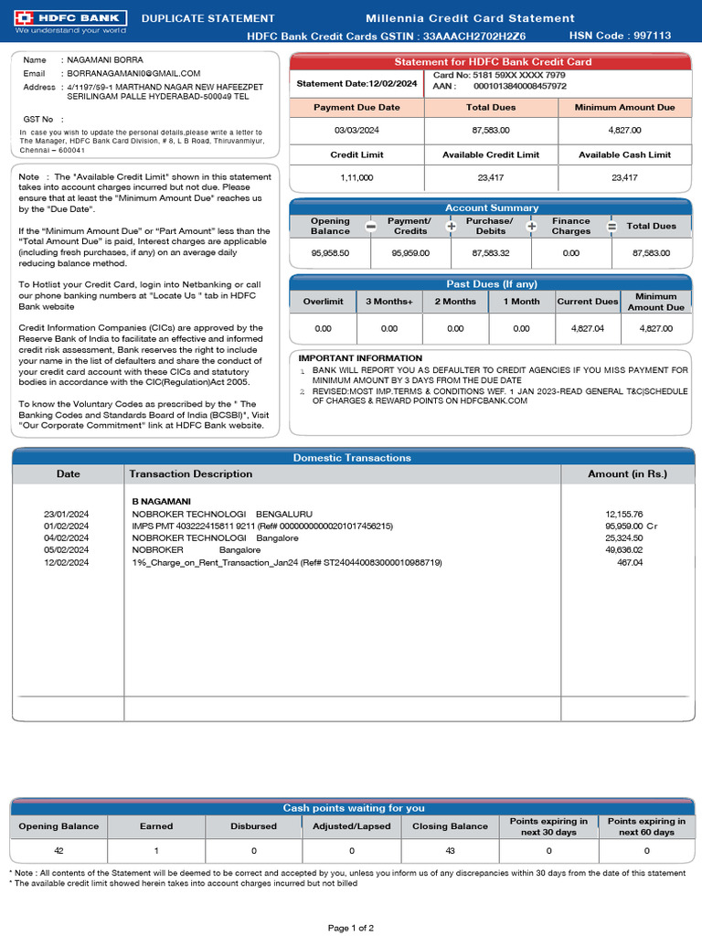 BilledStatements 7979 27-02-24 22.58 | PDF | Credit Card | Banks