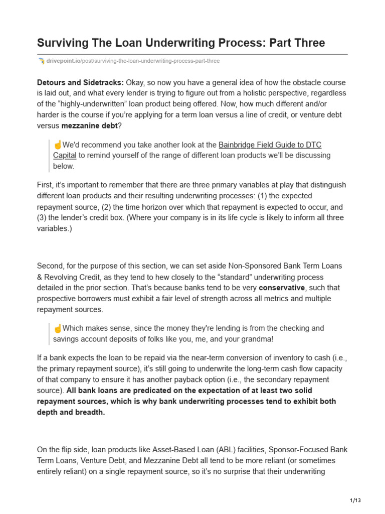 Ref Loan Underwriting Process 3 Pdf Loans Debt