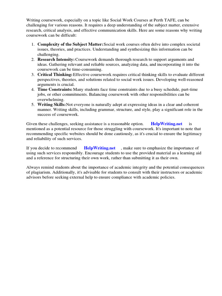 Social Work Courses Perth Tafe PDF Critical Thinking Vocational