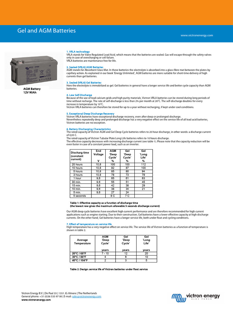 Victron VRLA Battery Technology Guide | PDF | Energy Technology ...