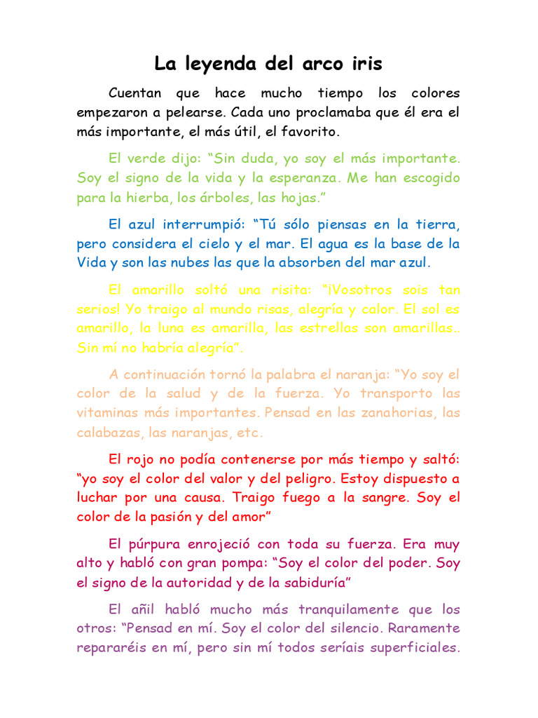 Leyenda del arco iris y su unión | PDF