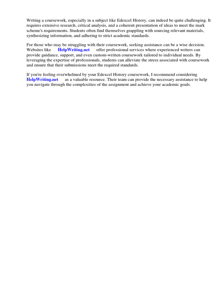 Edexcel History Coursework Mark Scheme | PDF | Gce Advanced Level ...