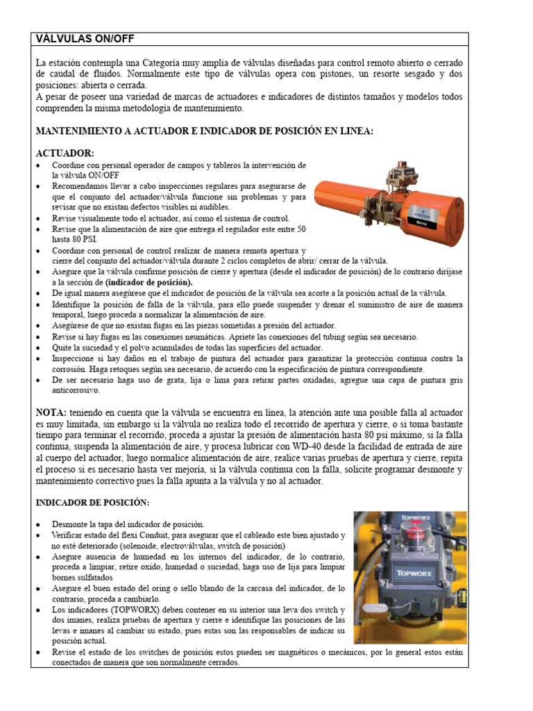Mantenimiento de Válvulas On/Off | PDF | Solenoide | Imán