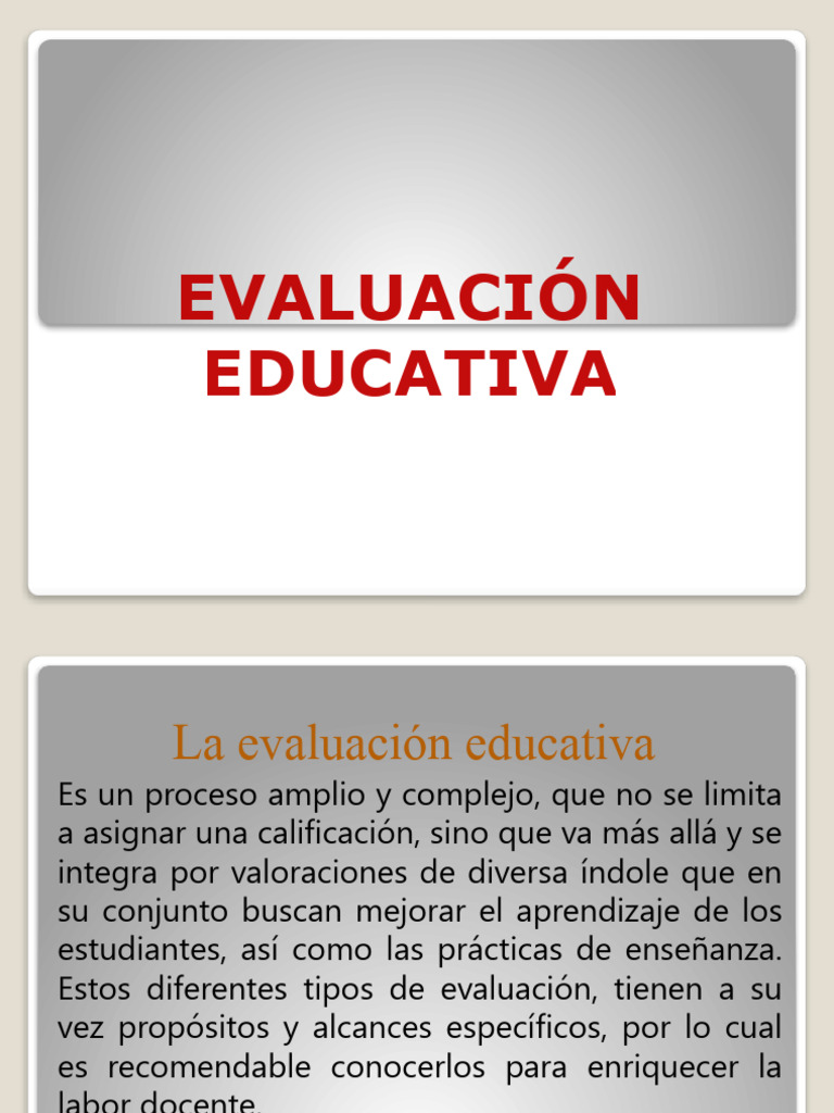 Tipos y Técnicas de Evaluación Educativa | PDF | Evaluación | Aprendizaje