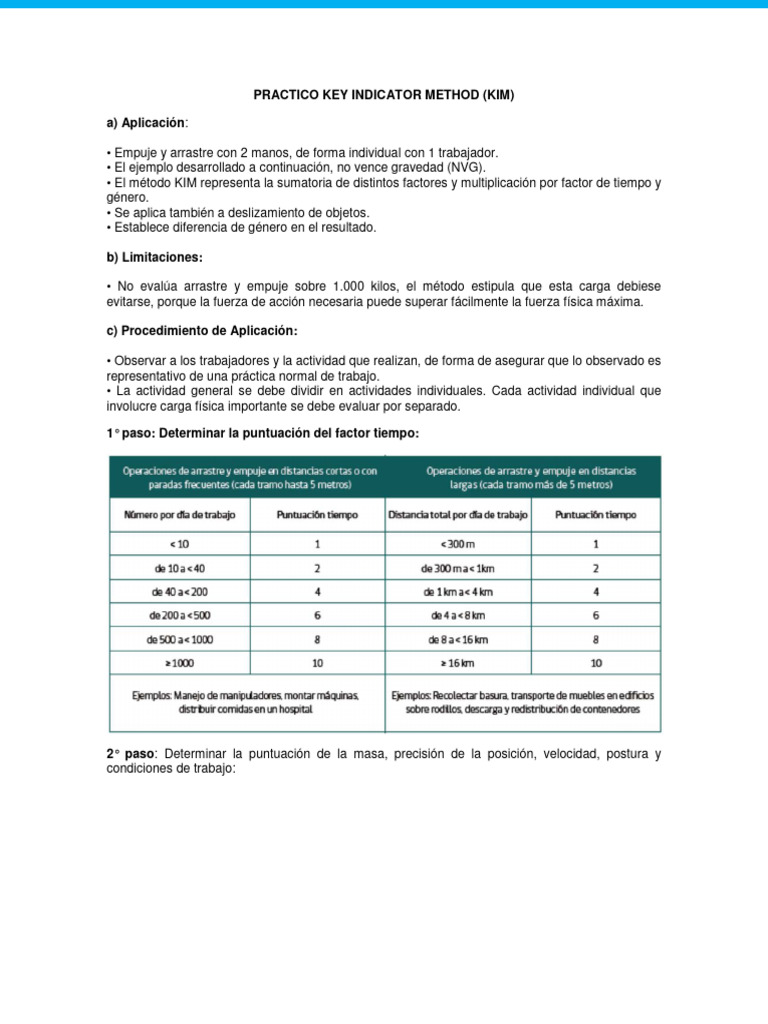 Método KIM: Evaluación de Riesgos Laborales | PDF | Fuerza | Arrastrar ...