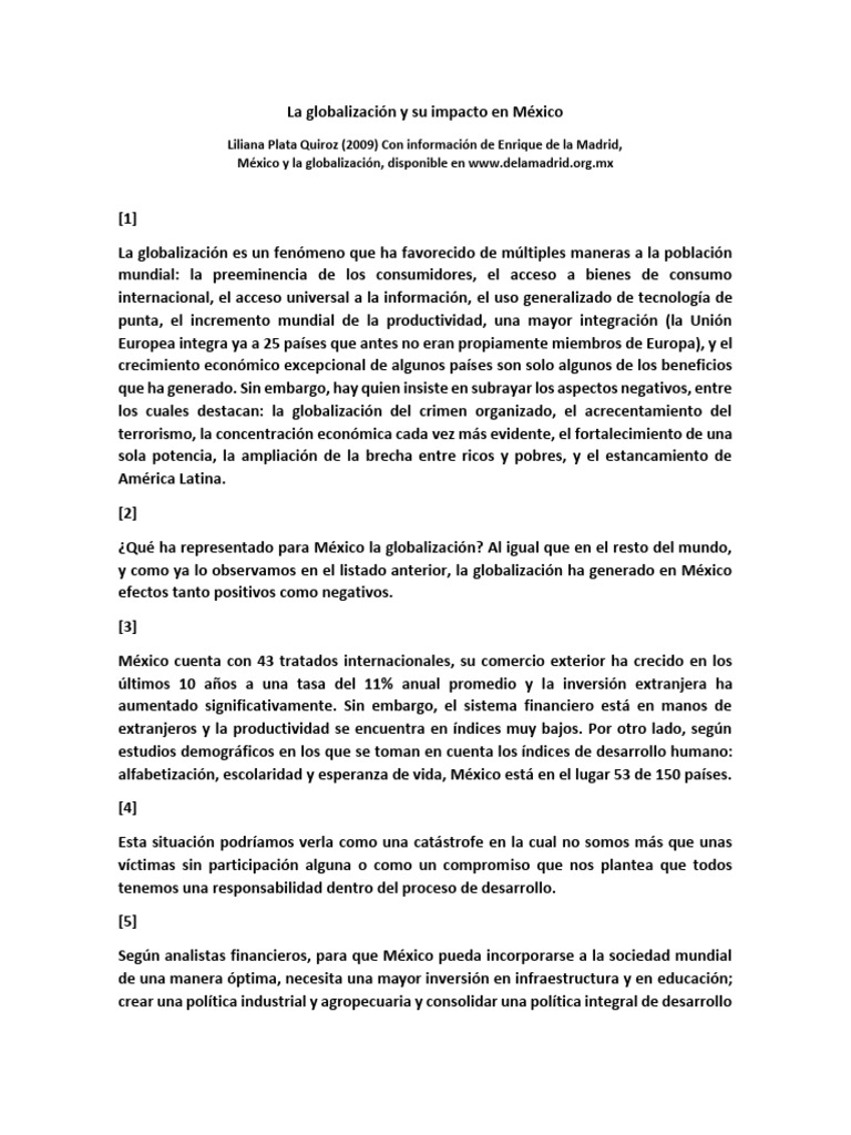 Impacto de la Globalización en México | PDF | Globalización | México
