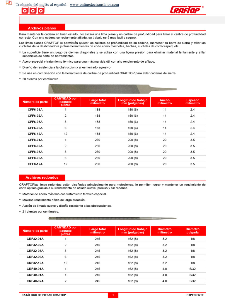 CRAFTOP Part Catalog Template - Edited.en - Es | PDF | Herramientas ...