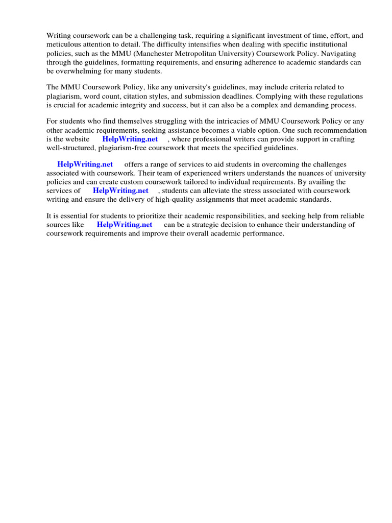 Mmu Coursework Policy | PDF