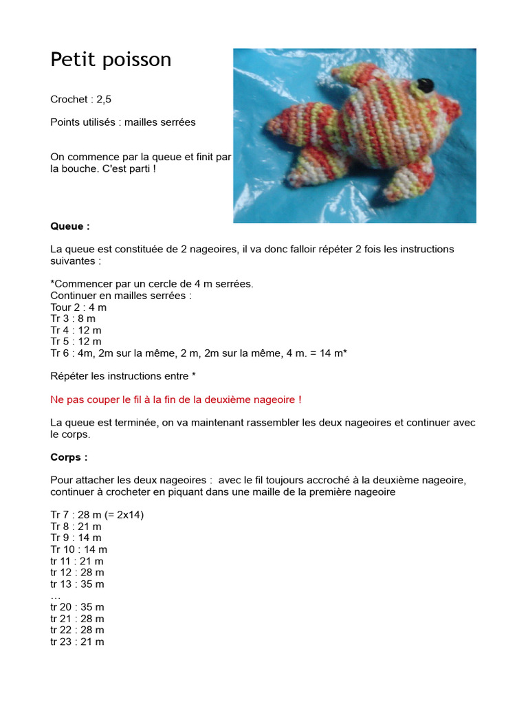 Patron Amigurumi Poisson Gratuit | PDF