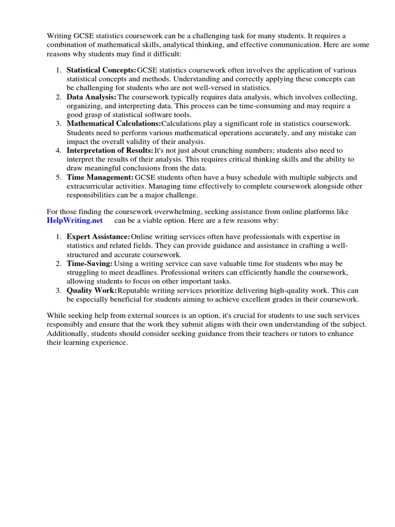 How To Write Gcse Statistics Coursework | PDF | Statistics | Spearman's ...