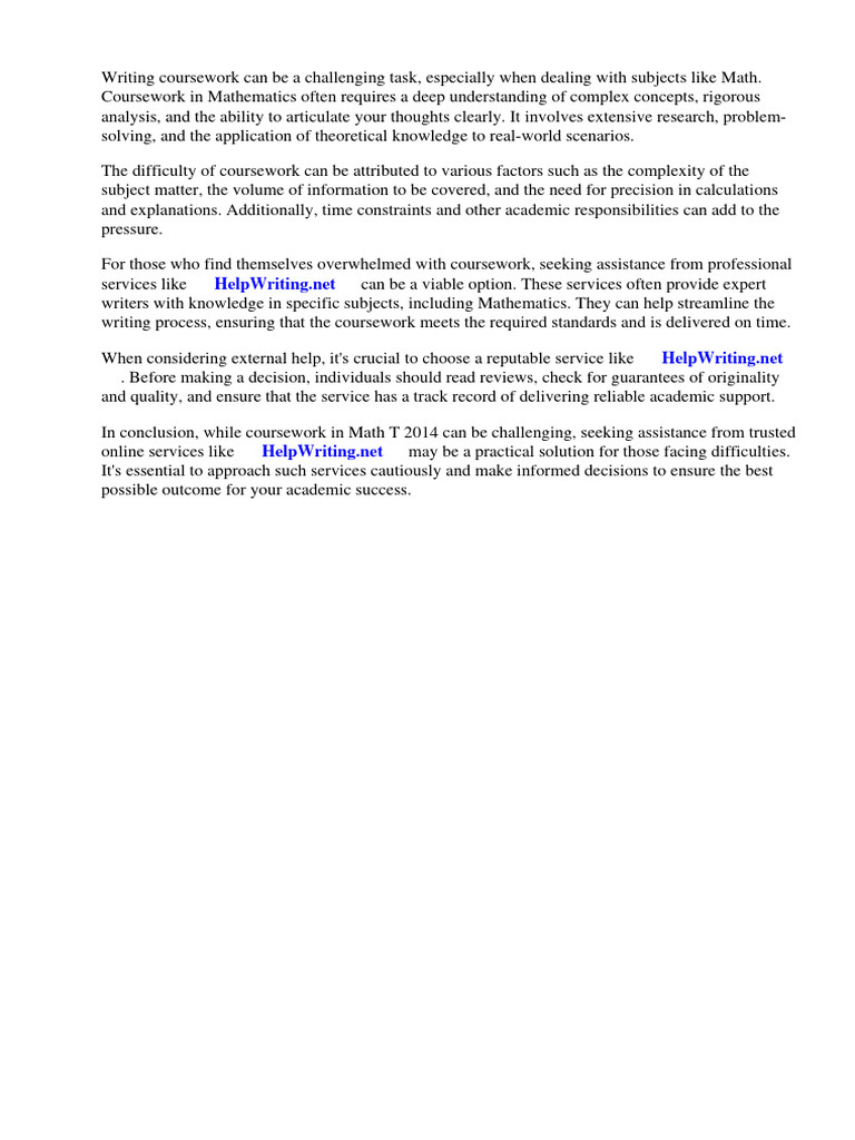 Coursework Math T 2014 | PDF | Mathematics | Knowledge