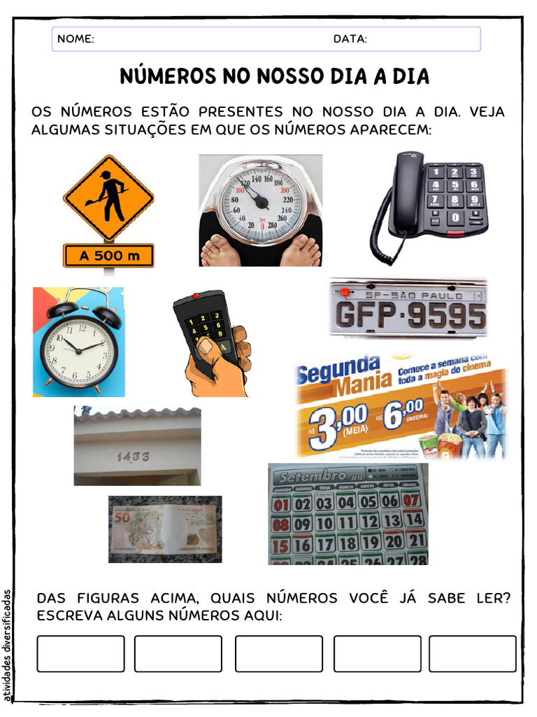 Números no Cotidiano: Atividades 17 e 18 | PDF