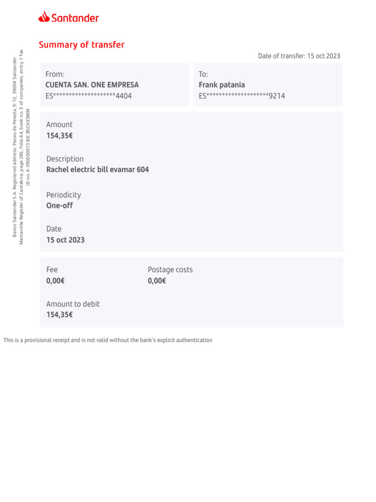 Bank Transfer Receipt Details | PDF