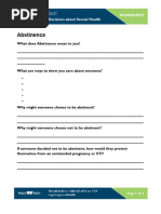 Abstinence Worksheet