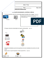 AVALIAÇÃO DE GEOGRAFIA, HISTÓRIA E CIÊNCIAS 1º ANO Novembro