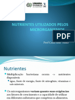 Aula 2 - Nutrientes Utilizados Pelos Microrganismos