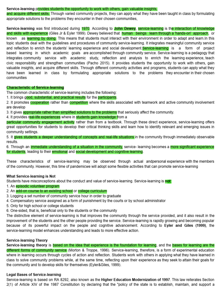 Service-Learning: A Path to Community Engagement | PDF | Service ...