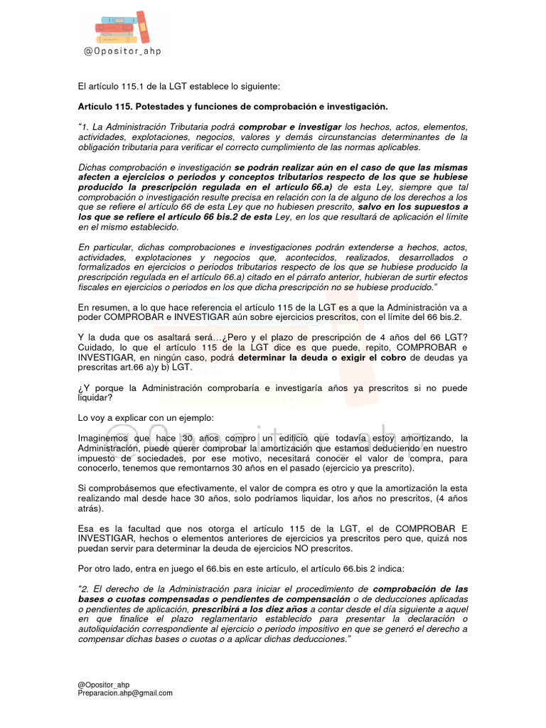 Comprobación e Investigación en LGT | PDF | Estatuto de limitaciones ...