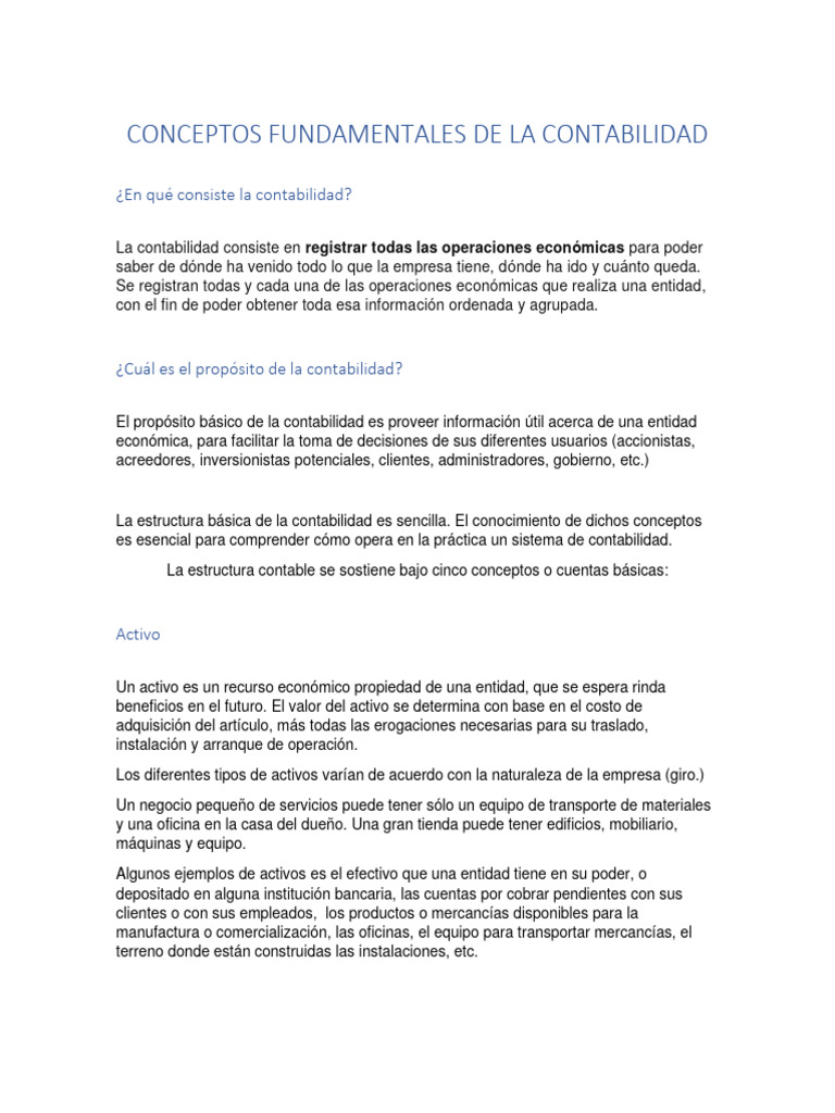 Conceptos Fundamentales De La Contabilidad Pdf