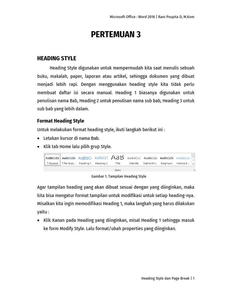 Fungsi dan Format Heading di Word | PDF | Seni | Komputer
