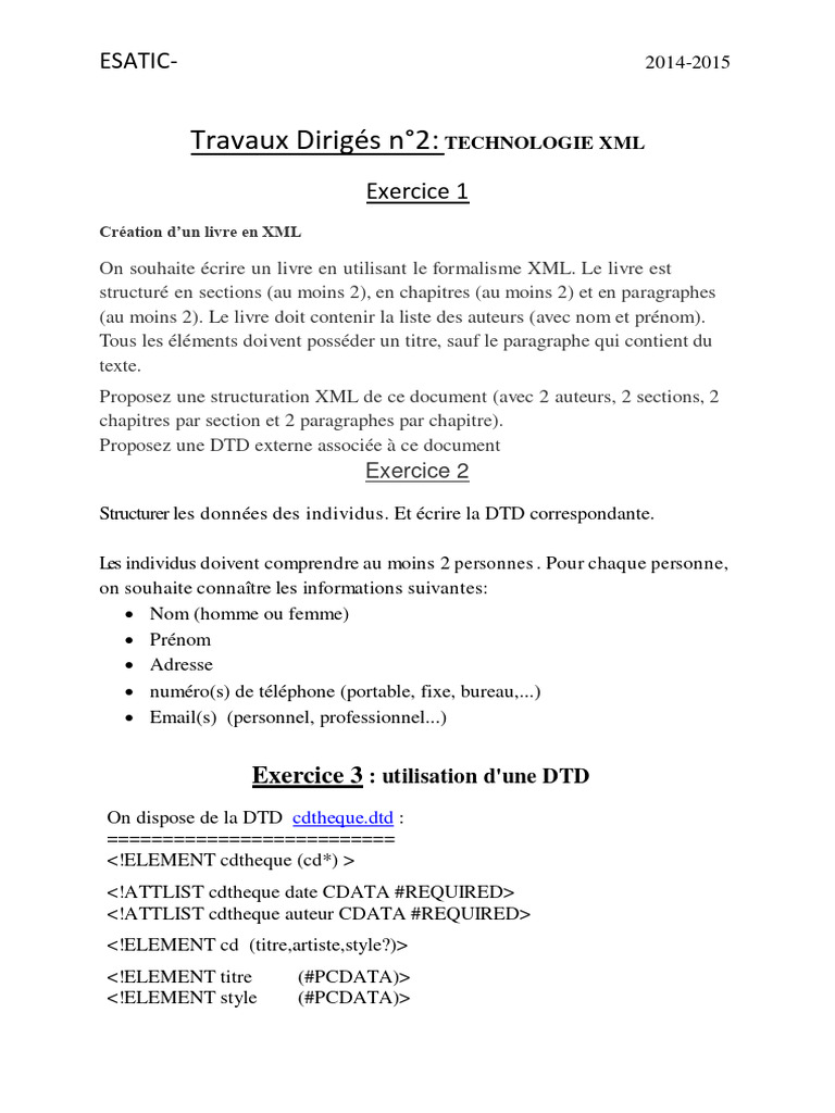 Création et Structuration XML | PDF | XML | Informatique