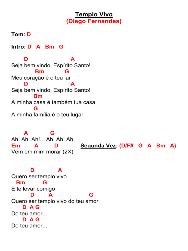 Templo Vivo: Seja Bem-Vindo, Espírito Santo | PDF