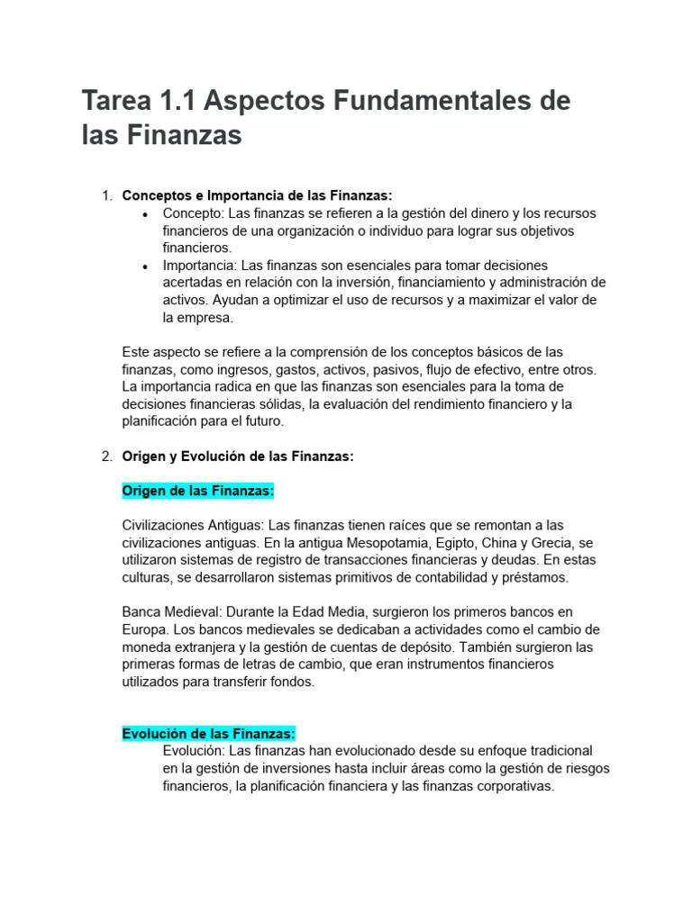 Fundamentos y Evolución de Finanzas | PDF | Bancos | Business