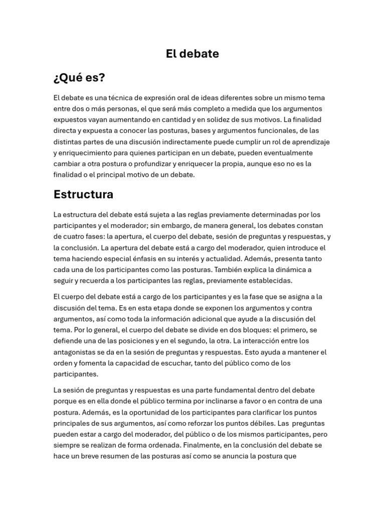 Estructura y Reglas del Debate | PDF | Cognición | Ciencia cognitiva