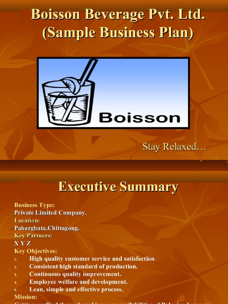 Sample Business Plan Food Beverage | PDF
