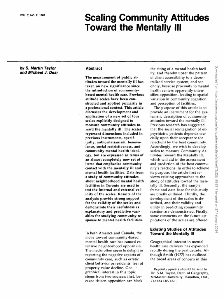 Community Attitudes Toward Mental Illness | PDF | Mental Disorder ...
