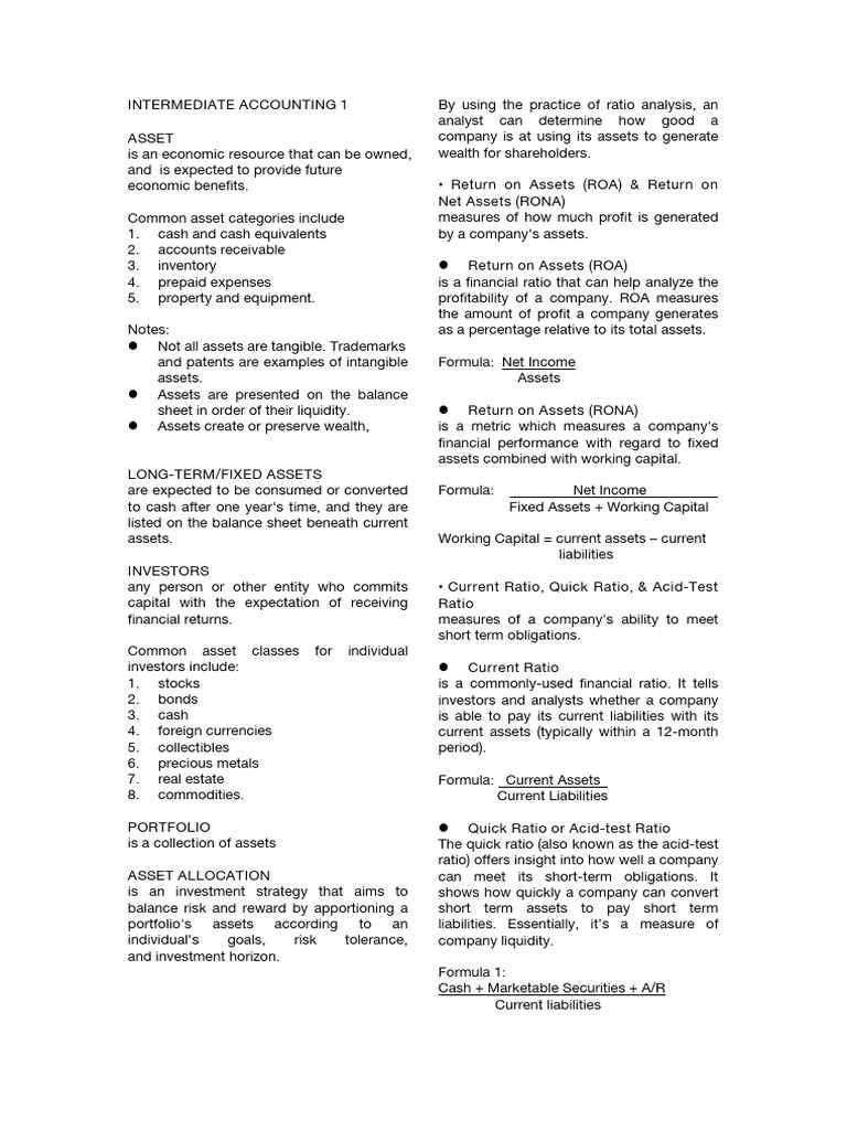 Intermediate Accounting Asset Overview Pdf Factoring Finance