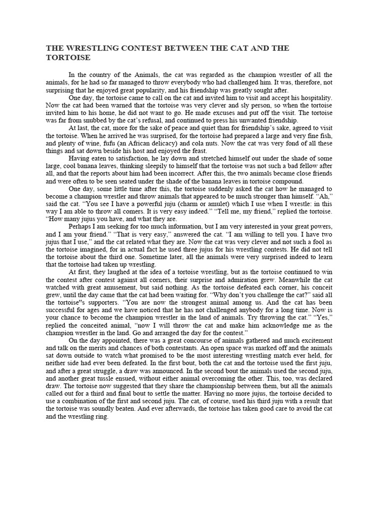 The wrestling contest between the cat and the tortoise pdf