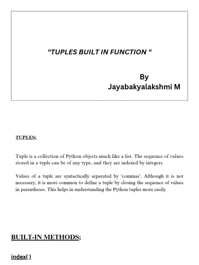 Understanding Python Tuples and Methods | PDF