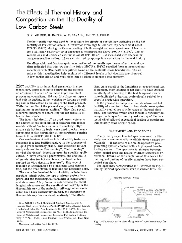The Effects of Thermal History and Composition On The Hot Ductility of ...